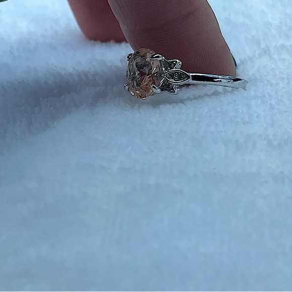 Size 9• Lab Created Peach Quartz•Rhodium Plated•Bomb Party - Picture 9 of 10